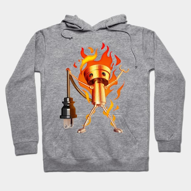 Chibi-Robo on Fire Hoodie by muchuchubacca